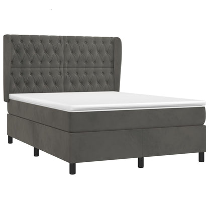 Giroletto a Molle con Materasso Grigio Scuro 140x200 cm Velluto | homemem39