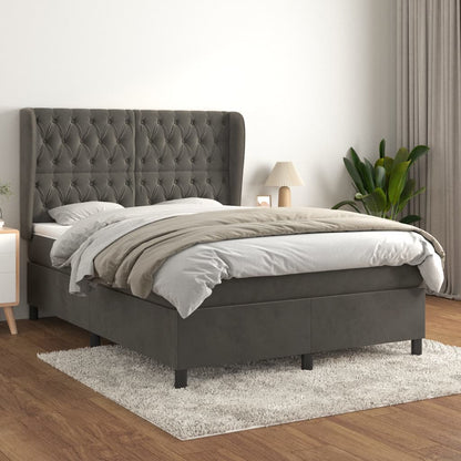 Giroletto a Molle con Materasso Grigio Scuro 140x200 cm Velluto | homemem39