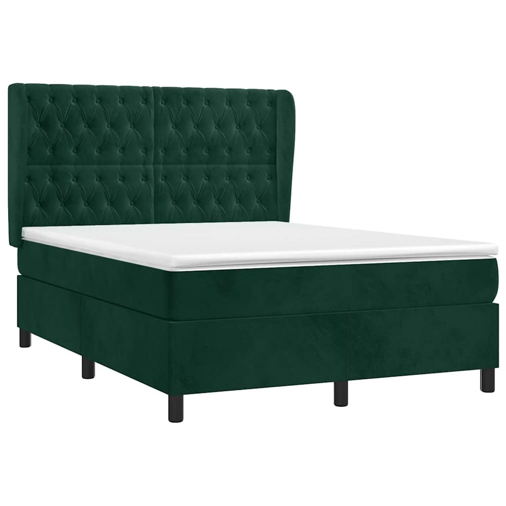 Giroletto a Molle con Materasso Verde Scuro 140x200 cm Velluto | homemem39