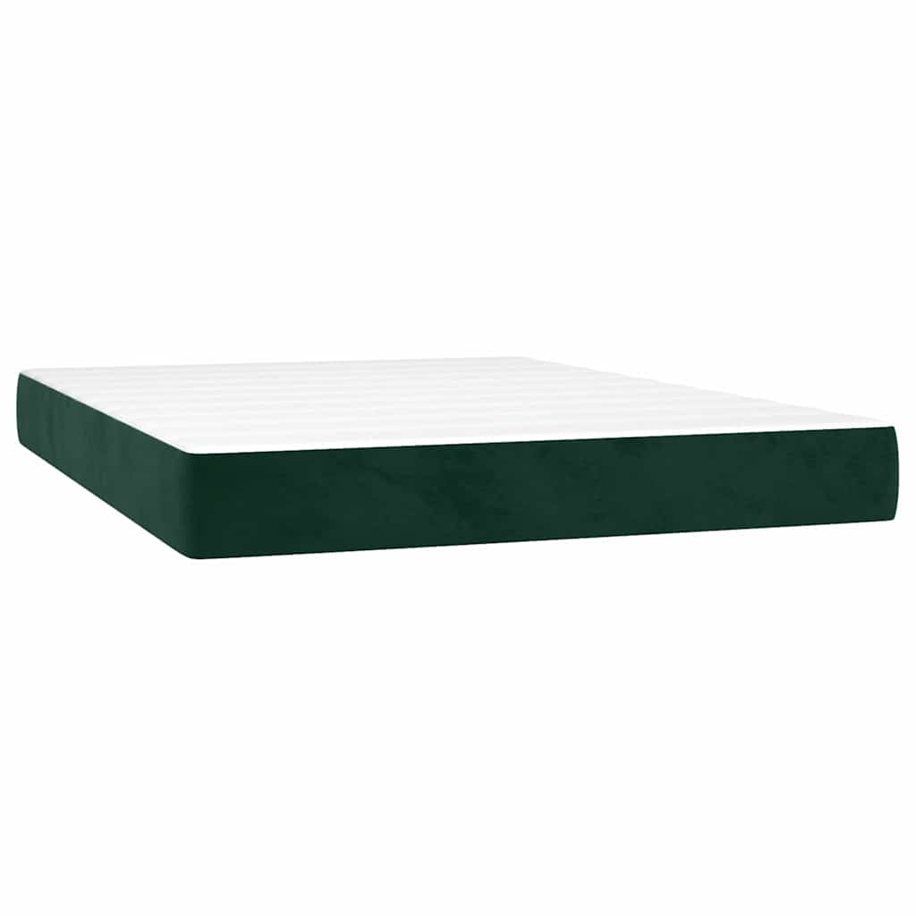 Giroletto a Molle con Materasso Verde Scuro 140x200 cm Velluto | homemem39