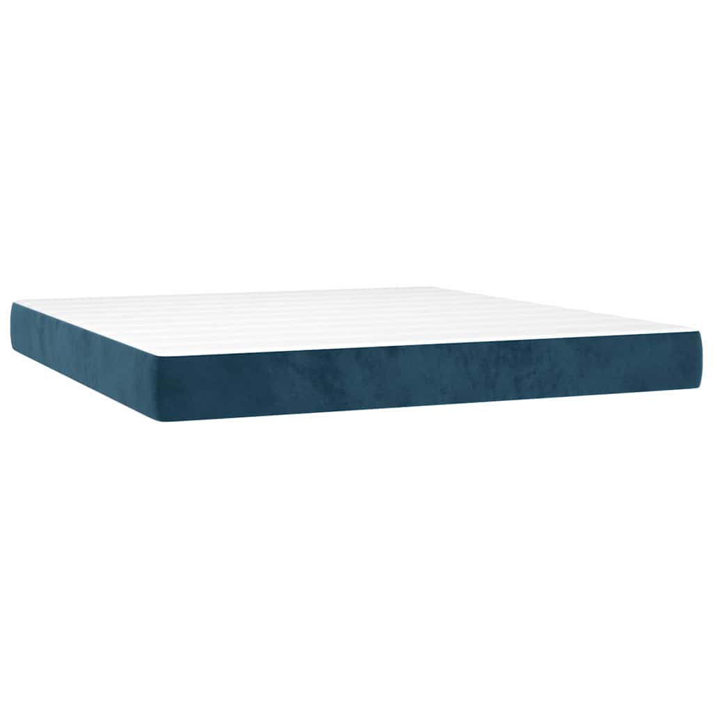 Giroletto a Molle con Materasso Blu Scuro 140x200 cm in Velluto | homemem39