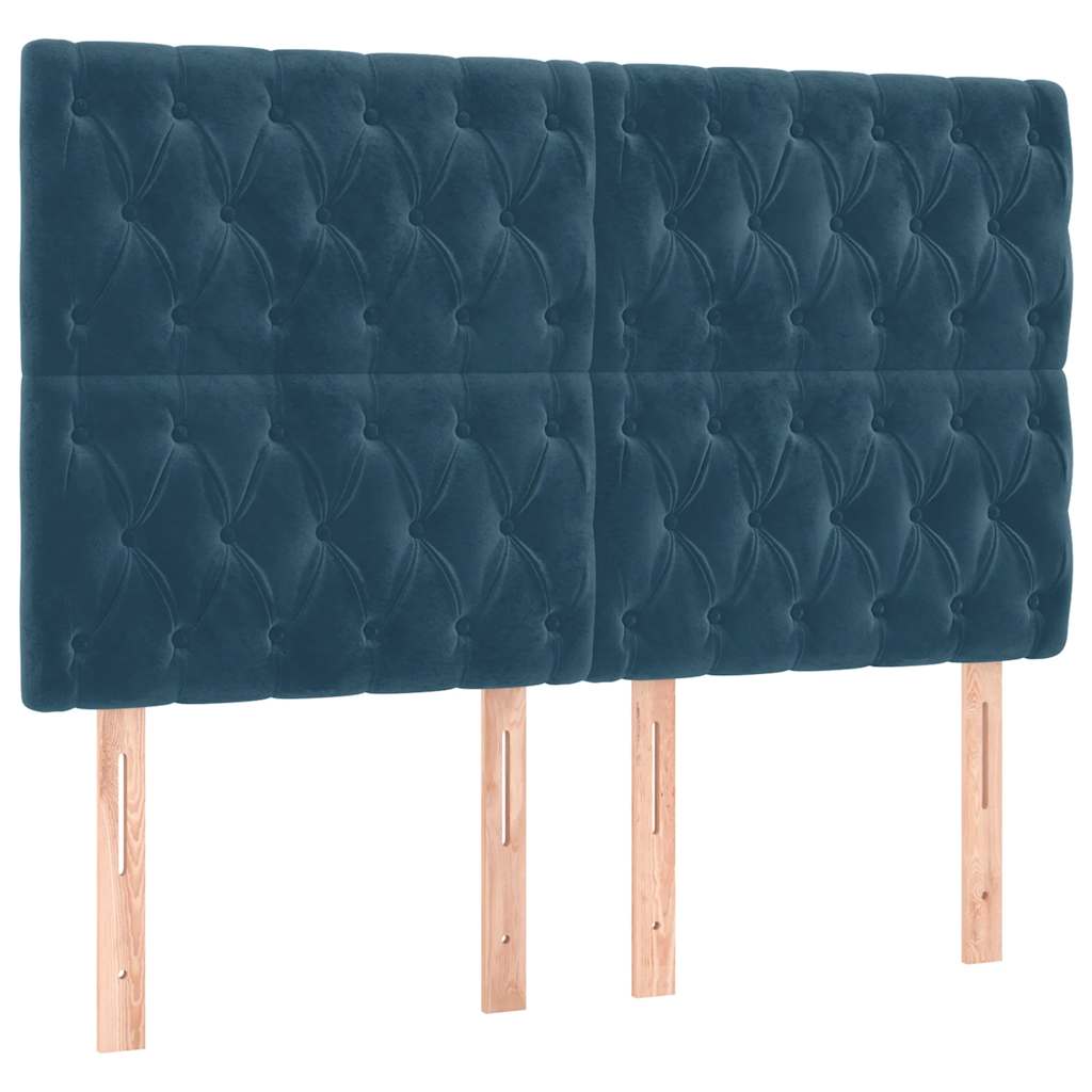 Giroletto a Molle con Materasso Blu Scuro 140x200 cm in Velluto | homemem39