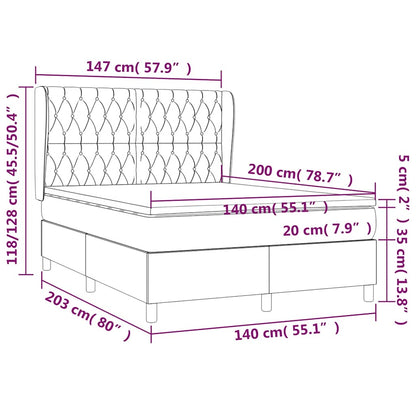 Giroletto a Molle con Materasso Blu Scuro 140x200 cm in Velluto | homemem39