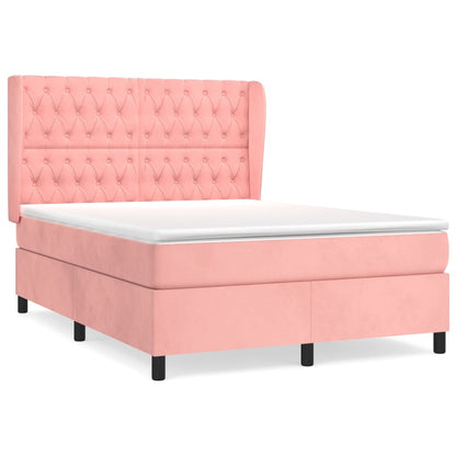 Giroletto a Molle con Materasso Rosa 140x200 cm in Velluto | homemem39