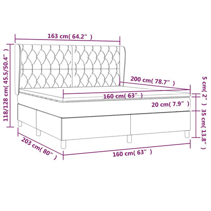 Giroletto a Molle con Materasso Grigio Scuro 160x200 cm Velluto | homemem39