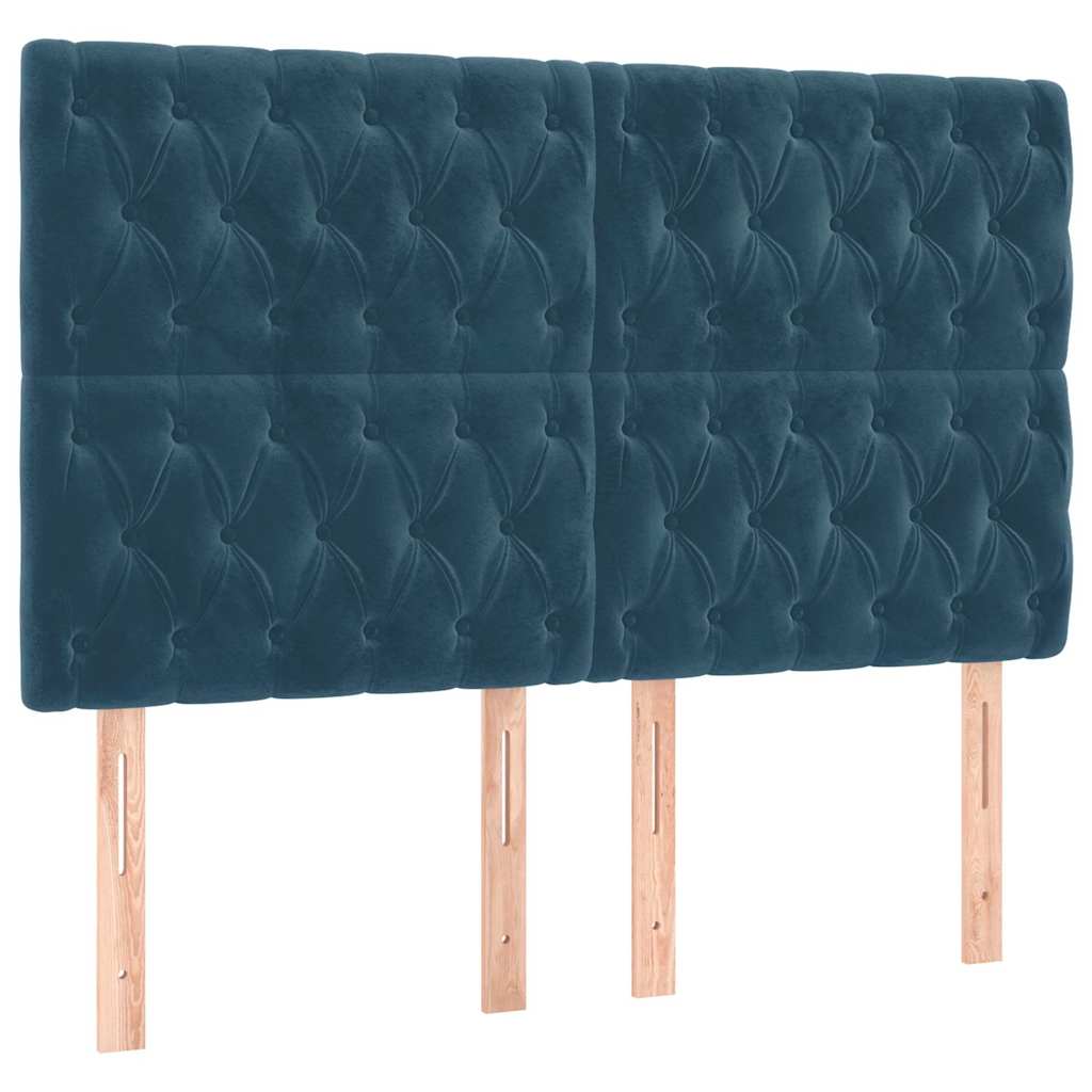 Giroletto a Molle con Materasso Blu Scuro 160x200 cm in Velluto | homemem39
