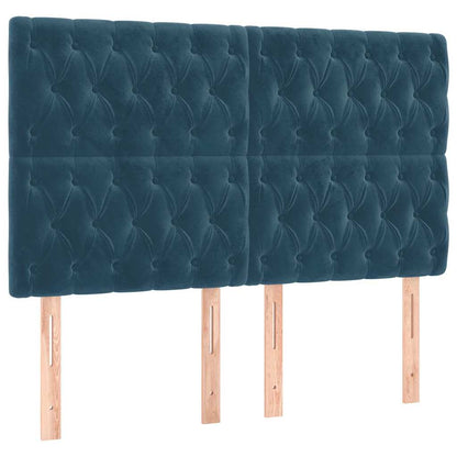Giroletto a Molle con Materasso Blu Scuro 160x200 cm in Velluto | homemem39