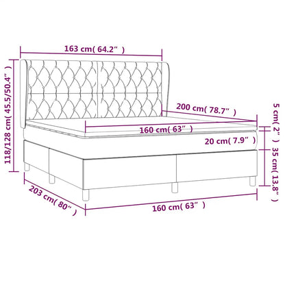 Giroletto a Molle con Materasso Blu Scuro 160x200 cm in Velluto | homemem39