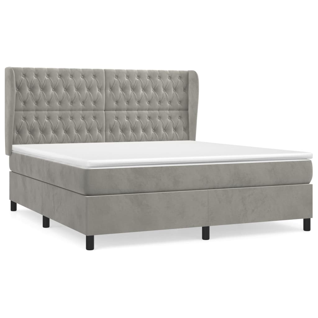 Giroletto a Molle con Materasso Grigio Chiaro 180x200cm Velluto | homemem39