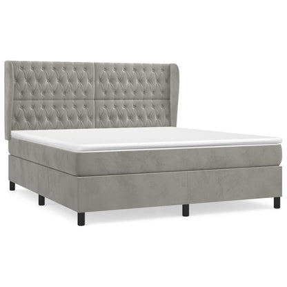 Giroletto a Molle con Materasso Grigio Chiaro 180x200cm Velluto | homemem39