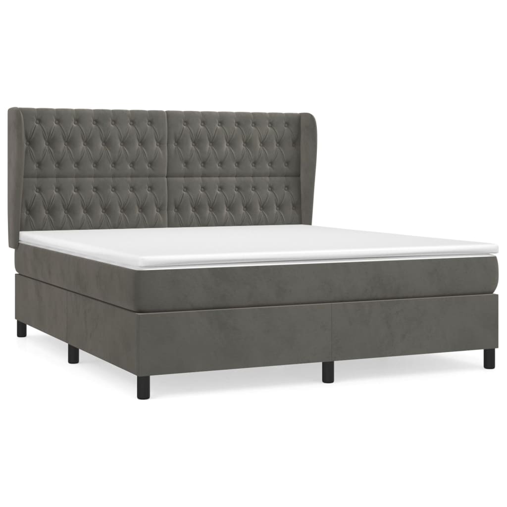 Giroletto a Molle con Materasso Grigio Scuro 180x200 cm Velluto | homemem39