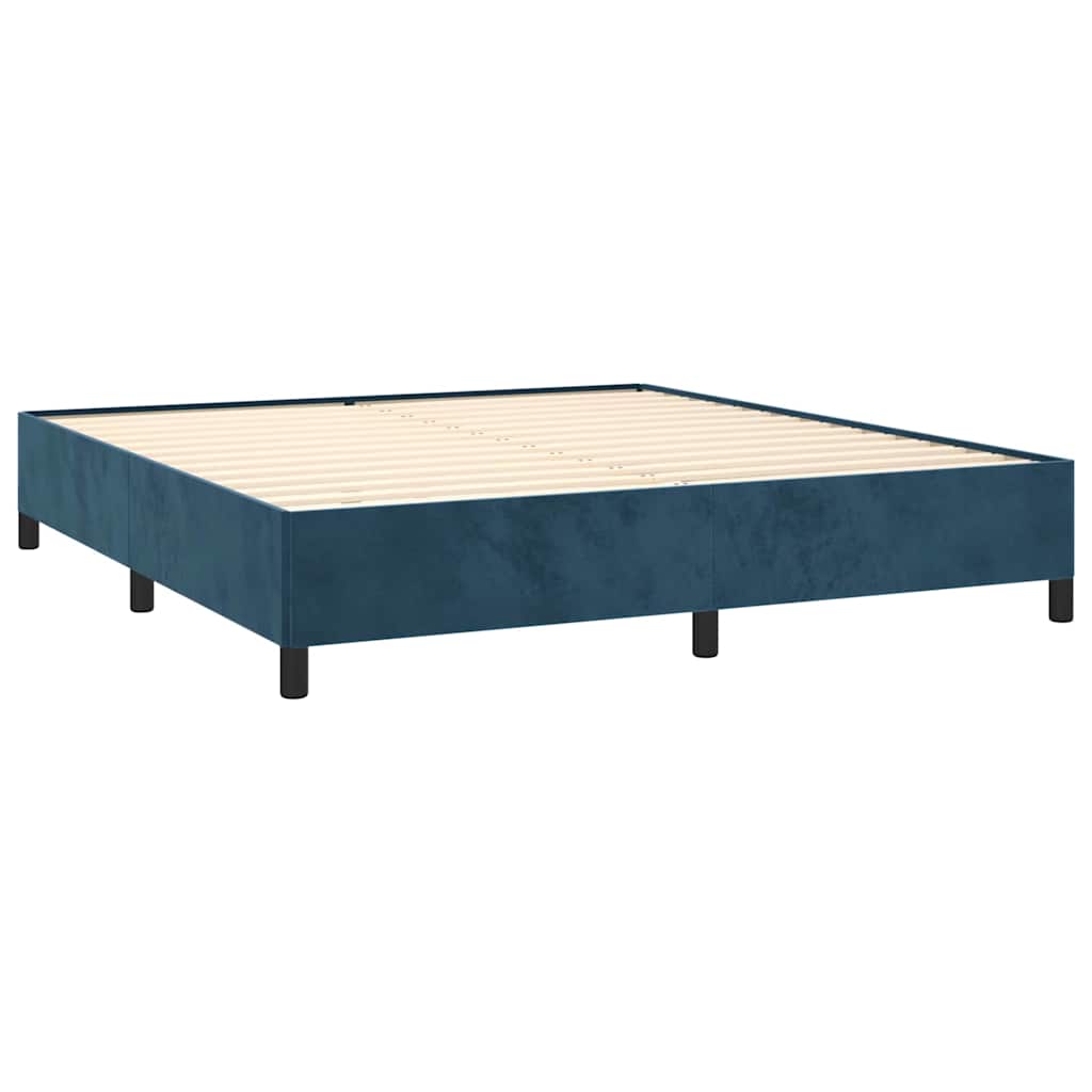 Giroletto a Molle con Materasso Blu Scuro 180x200 cm in Velluto