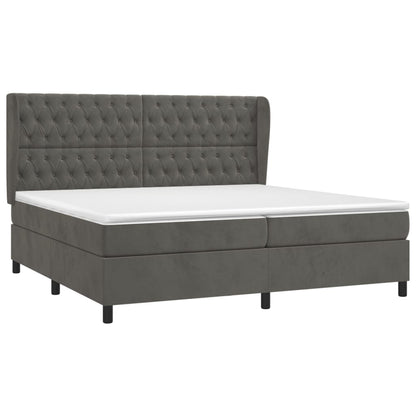 Giroletto a Molle con Materasso Grigio Scuro 200x200 cm Velluto | homemem39