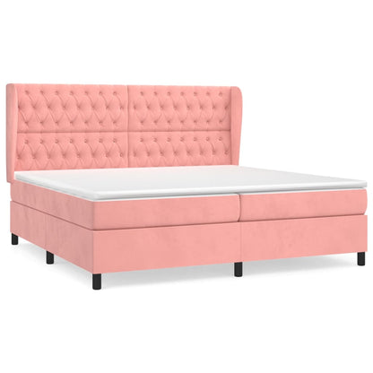 Giroletto a Molle con Materasso Rosa 200x200 cm in Velluto | homemem39