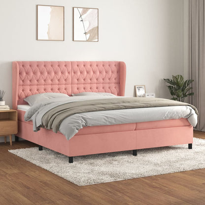 Giroletto a Molle con Materasso Rosa 200x200 cm in Velluto | homemem39