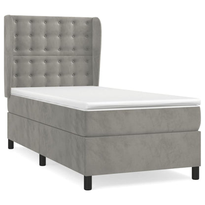 Giroletto a Molle con Materasso Grigio Chiaro 80x200 cm Velluto | homemem39