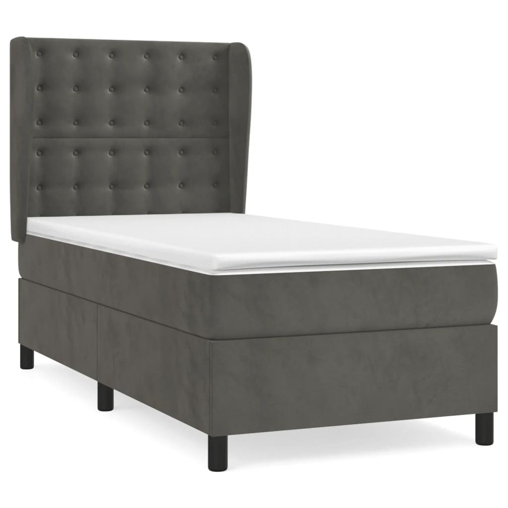 Giroletto a Molle con Materasso Grigio Scuro 80x200 cm Velluto | homemem39