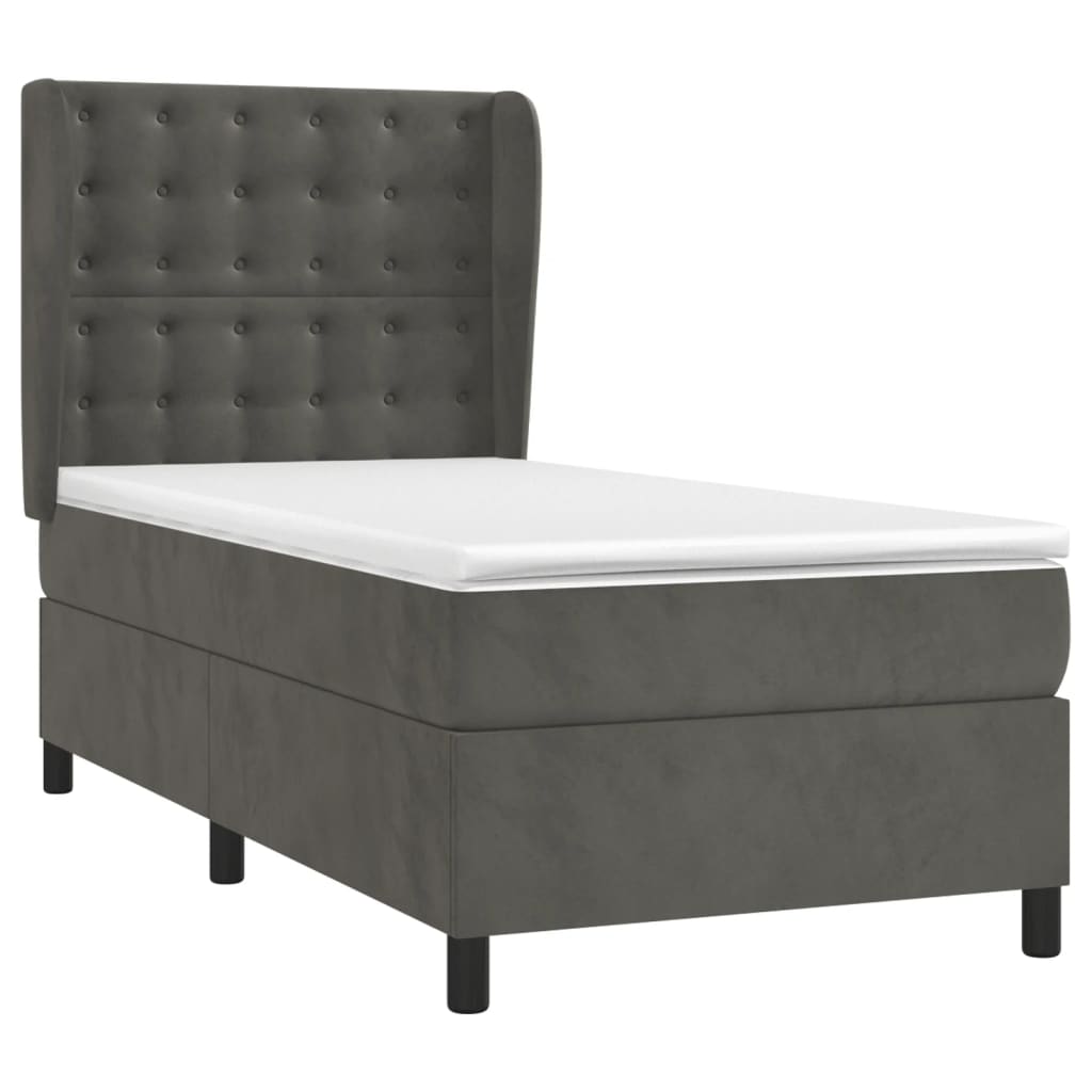 Giroletto a Molle con Materasso Grigio Scuro 80x200 cm Velluto | homemem39