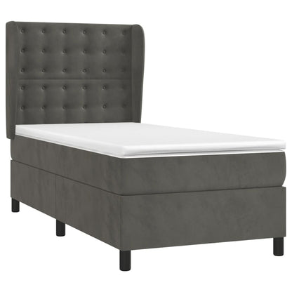 Giroletto a Molle con Materasso Grigio Scuro 80x200 cm Velluto | homemem39