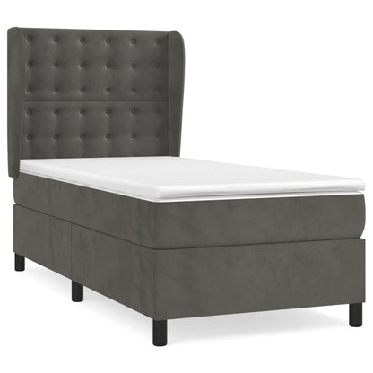 Giroletto a Molle con Materasso Grigio Scuro 90x190 cm Velluto | homemem39
