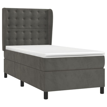 Giroletto a Molle con Materasso Grigio Scuro 90x190 cm Velluto | homemem39