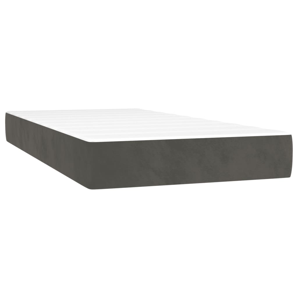 Giroletto a Molle con Materasso Grigio Scuro 90x190 cm Velluto | homemem39