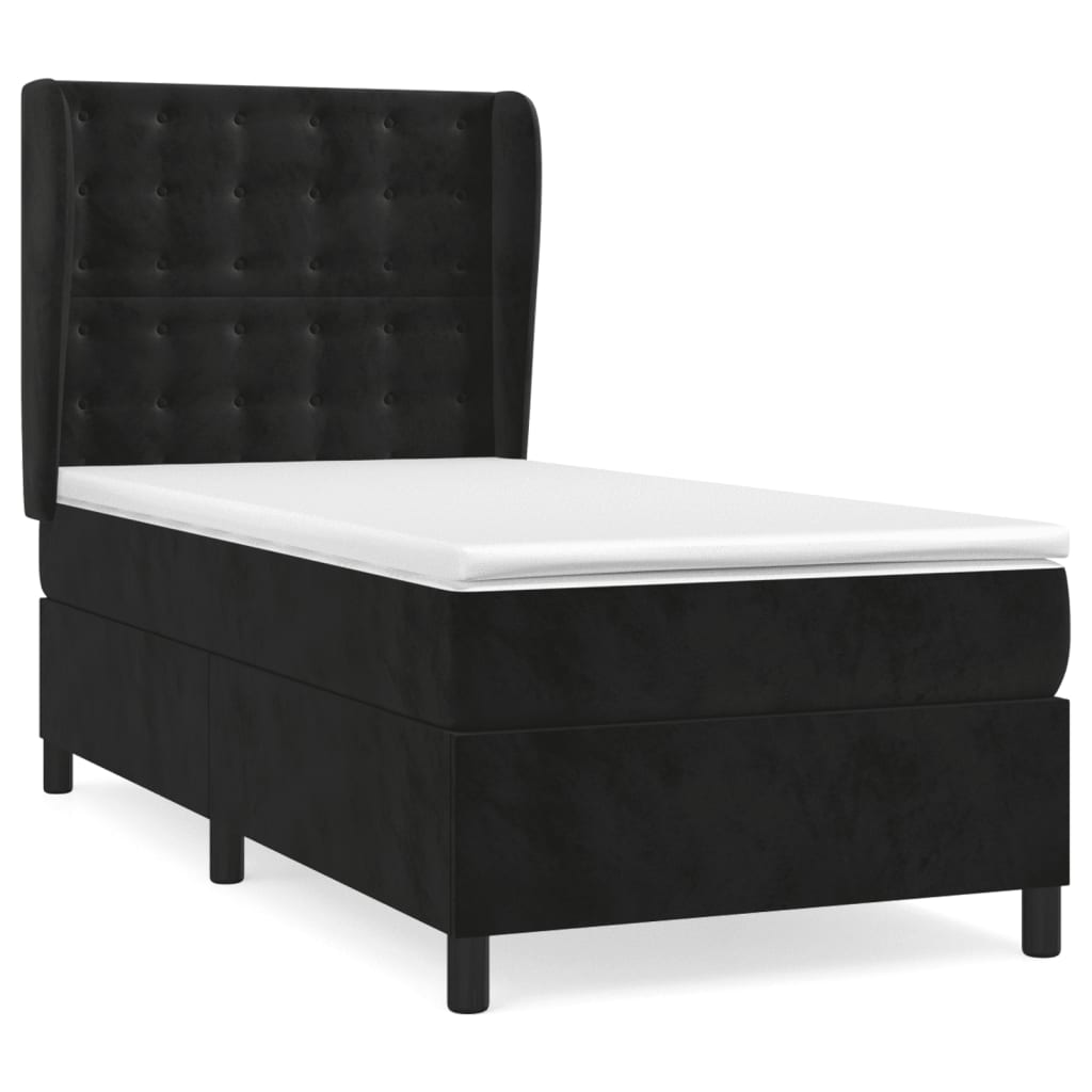Giroletto a Molle con Materasso Nero 90x190 cm in Velluto | homemem39