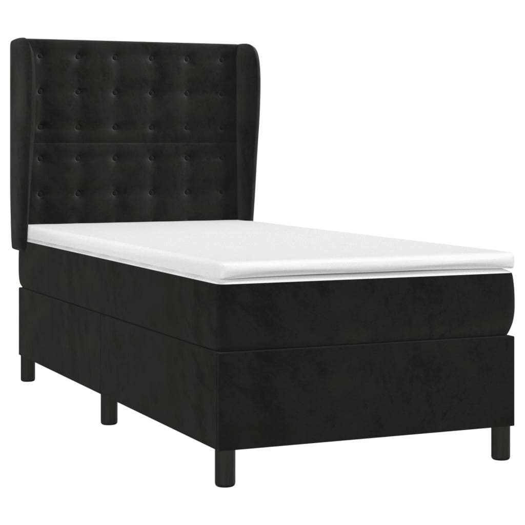 Giroletto a Molle con Materasso Nero 90x190 cm in Velluto | homemem39