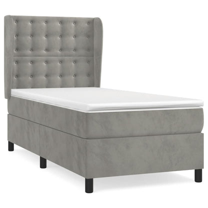 Giroletto a Molle con Materasso Grigio Chiaro 90x200 cm Velluto | homemem39