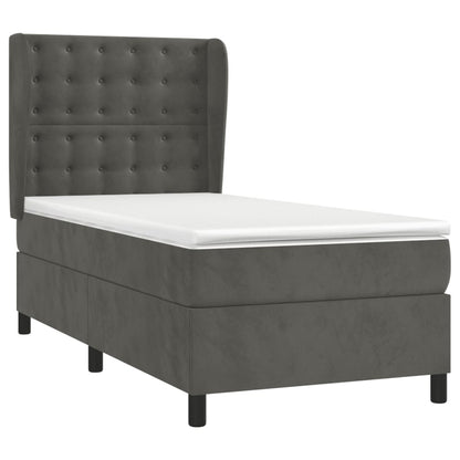 Giroletto a Molle con Materasso Grigio Scuro 90x200 cm Velluto | homemem39