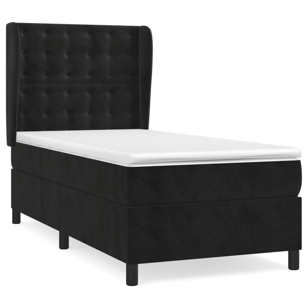 Giroletto a Molle con Materasso Nero 90x200 cm in Velluto | homemem39
