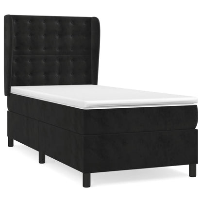 Giroletto a Molle con Materasso Nero 90x200 cm in Velluto | homemem39