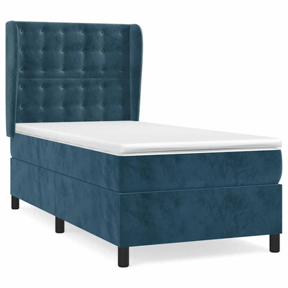 Giroletto a Molle con Materasso Blu Scuro 90x200 cm in Velluto | homemem39
