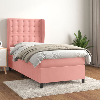 Giroletto a Molle con Materasso Rosa 90x200 cm in Velluto | homemem39