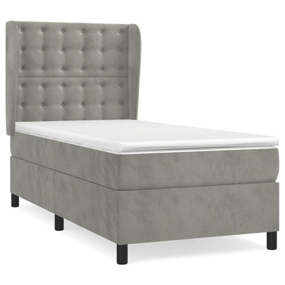 Giroletto a Molle con Materasso Grigio Chiaro 100x200cm Velluto | homemem39