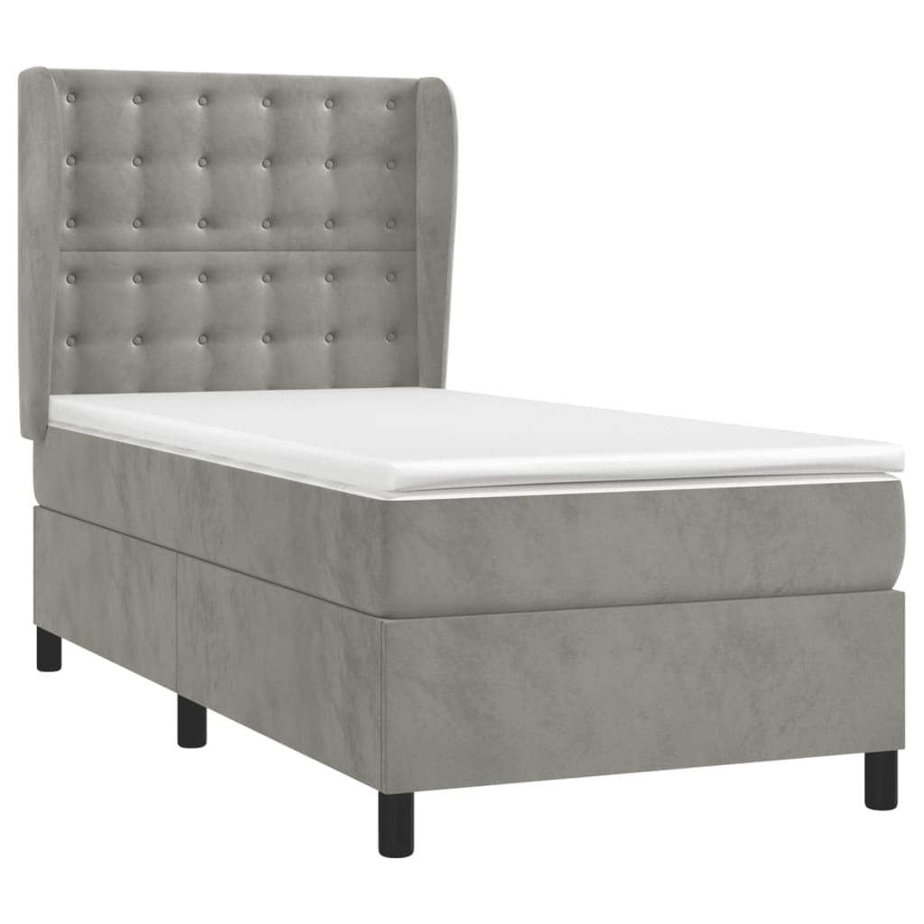 Giroletto a Molle con Materasso Grigio Chiaro 100x200cm Velluto | homemem39