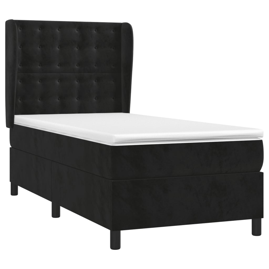 Giroletto a Molle con Materasso Nero 100x200 cm in Velluto | homemem39
