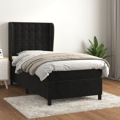 Giroletto a Molle con Materasso Nero 100x200 cm in Velluto | homemem39