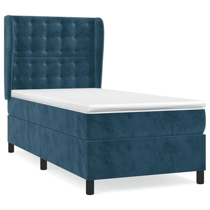 Giroletto a Molle con Materasso Blu Scuro 100x200 cm in Velluto | homemem39
