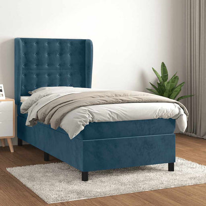 Giroletto a Molle con Materasso Blu Scuro 100x200 cm in Velluto | homemem39