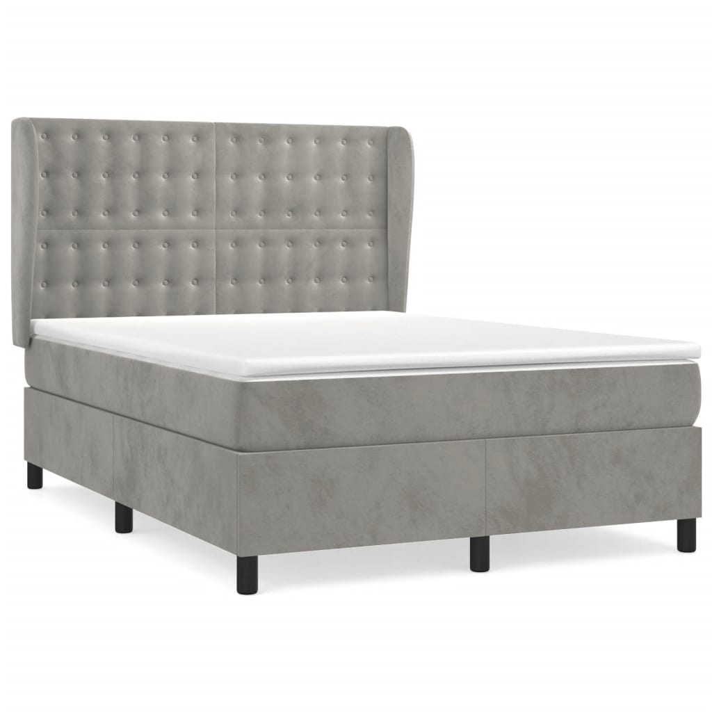 Giroletto a Molle con Materasso Grigio Chiaro 140x190cm Velluto | homemem39
