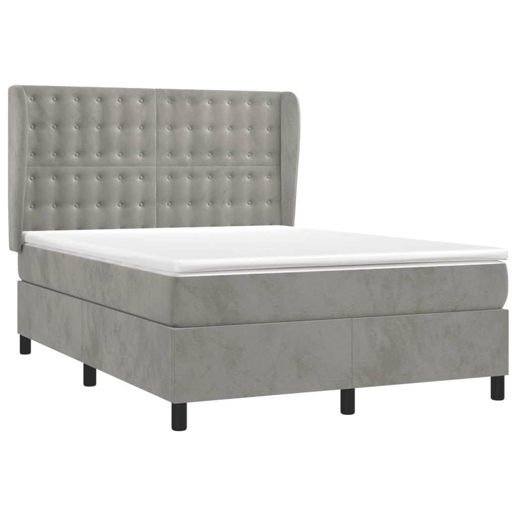 Giroletto a Molle con Materasso Grigio Chiaro 140x190cm Velluto | homemem39