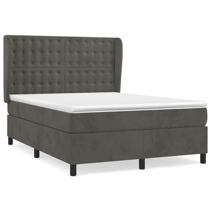 Giroletto a Molle con Materasso Grigio Scuro 140x190 cm Velluto | homemem39