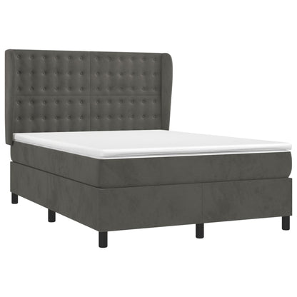 Giroletto a Molle con Materasso Grigio Scuro 140x190 cm Velluto | homemem39