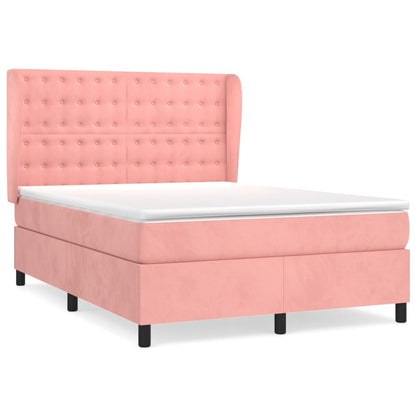 Giroletto a Molle con Materasso Rosa 140x190 cm in Velluto | homemem39