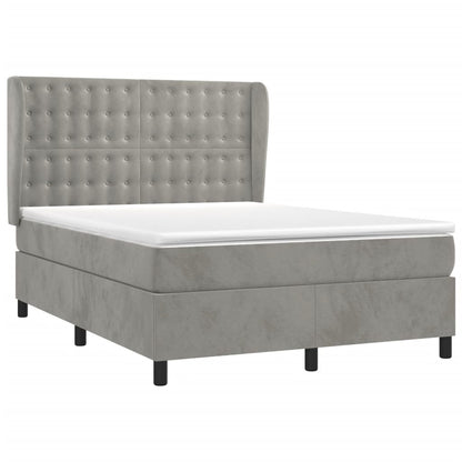 Giroletto a Molle con Materasso Grigio Chiaro 140x200cm Velluto | homemem39