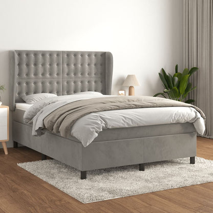 Giroletto a Molle con Materasso Grigio Chiaro 140x200cm Velluto | homemem39