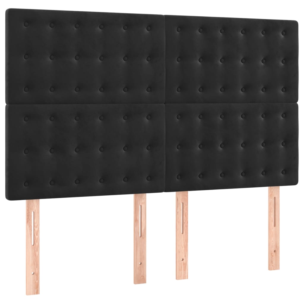 Giroletto a Molle con Materasso Nero 140x200 cm in Velluto | homemem39