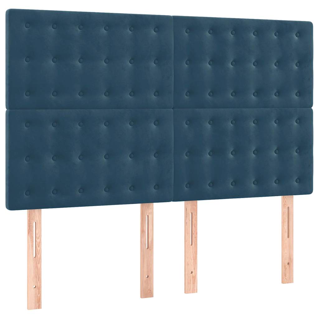 Giroletto a Molle con Materasso Blu Scuro 140x200 cm in Velluto | homemem39