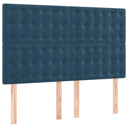Giroletto a Molle con Materasso Blu Scuro 140x200 cm in Velluto